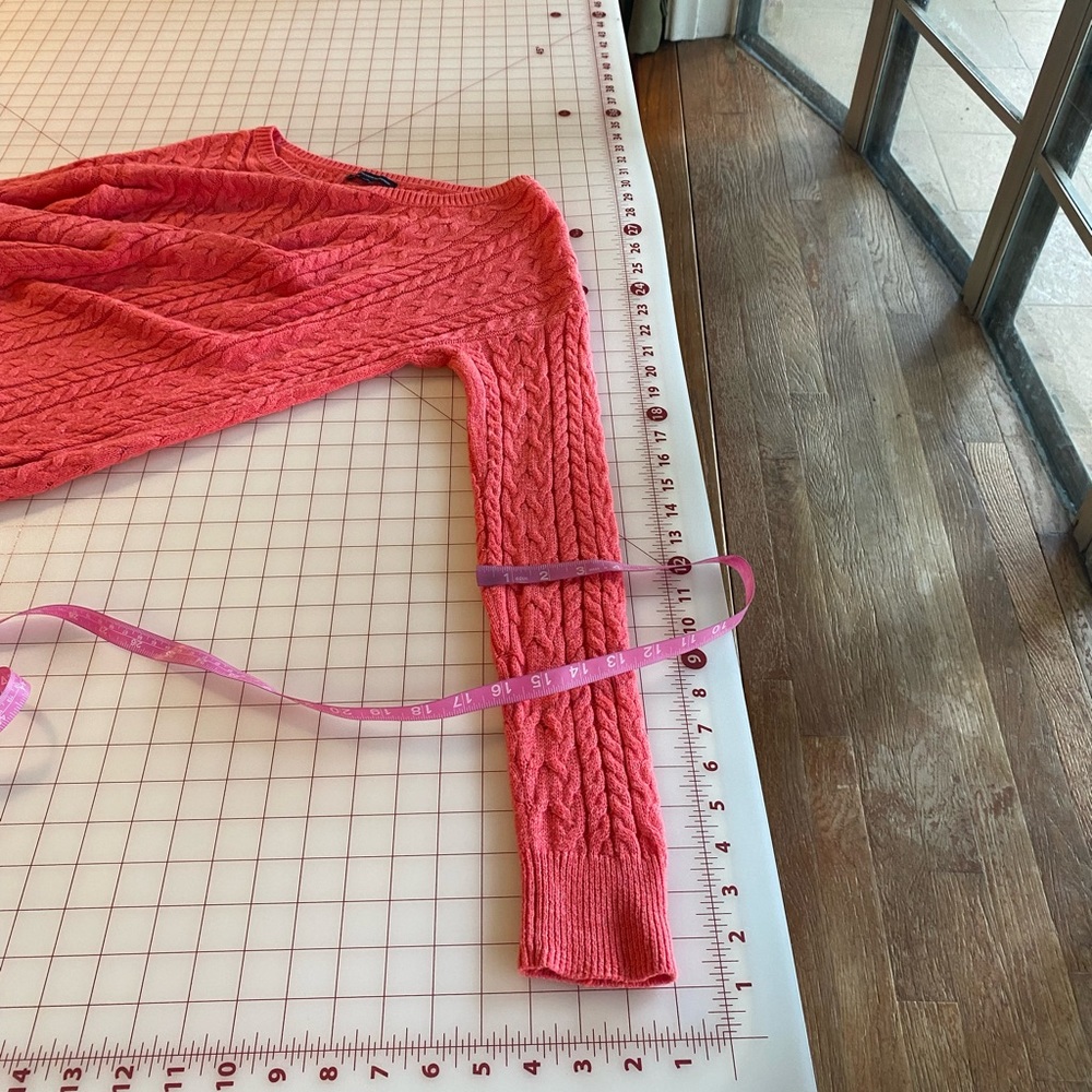 American Eagle Outfitters size large salmon pink knit braided boho sweater - Picture 8 of 16